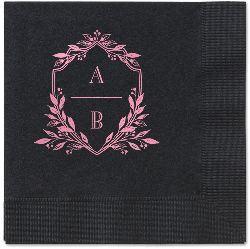Classic Herald Napkin, Pink, Black