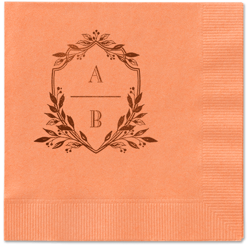 Classic Herald Napkin, Brown, Coral, Mocha