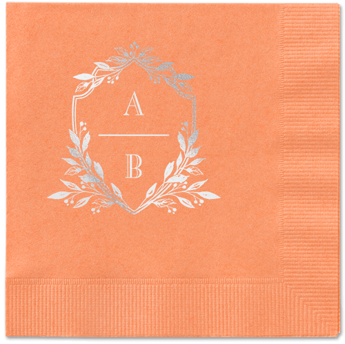 Classic Herald Napkin, Grey, Coral, Silver