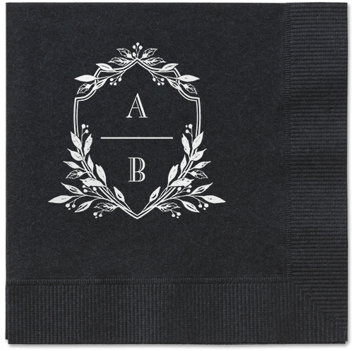 Classic Herald Napkin, White, Black, White