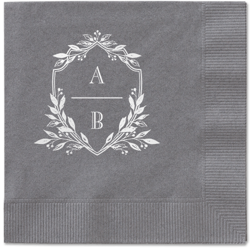 Classic Herald Napkin, White, Pewter