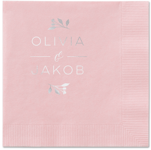 Delicate Blooms Napkin, Grey, Blush, Silver