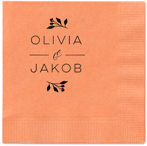 Delicate Blooms Napkin, Black, Coral, Black