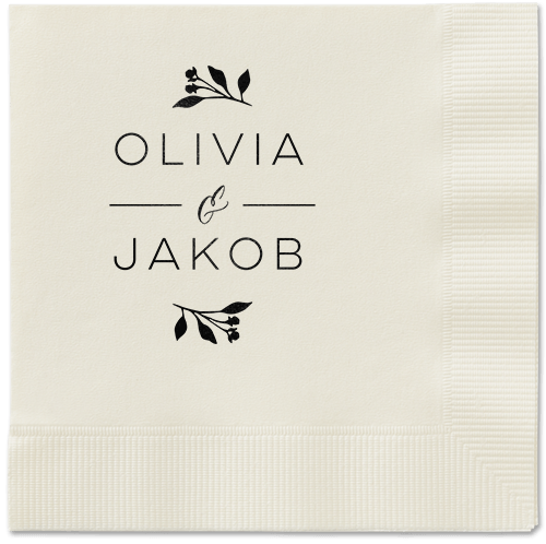 Delicate Blooms Napkin, Black, Ecru, Black