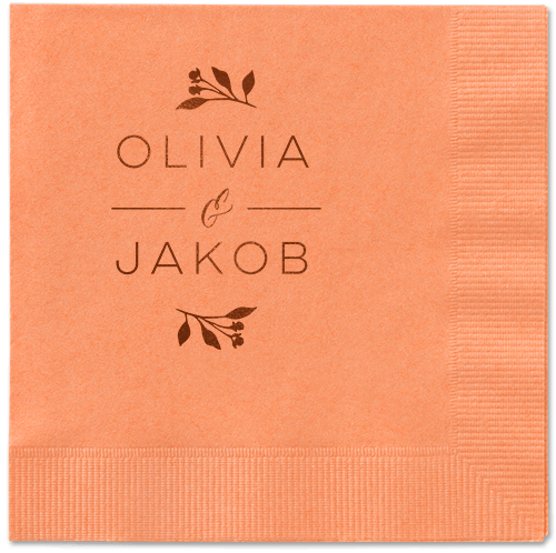 Delicate Blooms Napkin, Brown, Coral, Mocha