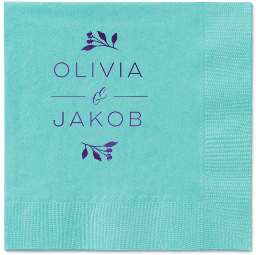 Delicate Blooms Napkin, Purple, Aqua, Purple