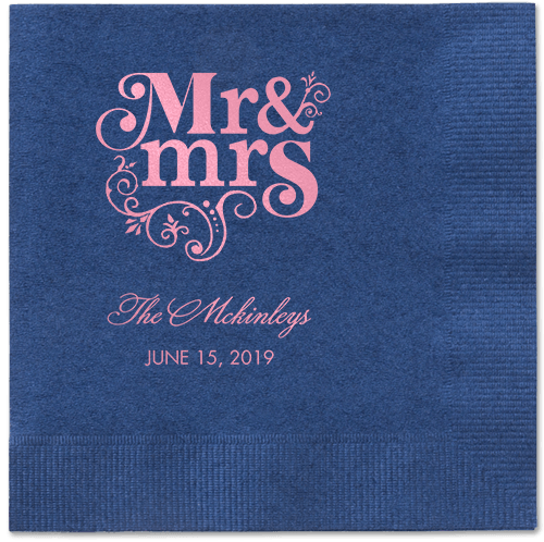 Flourish Title Napkins, Pink, Navy, Blush