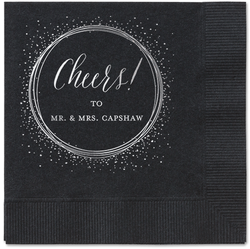 Resplendent Night Napkin, Grey, Black, Silver