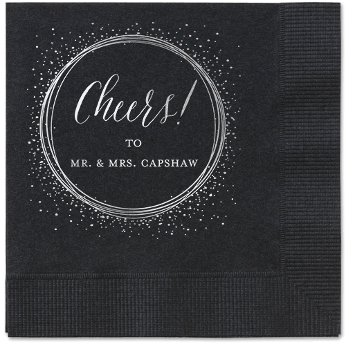 Resplendent Night Napkin, Grey, Black