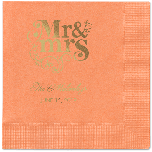 Flourish Title Napkins, Yellow, Coral