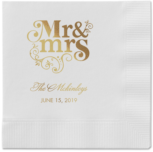Flourish Title Napkins, Yellow, White
