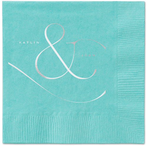 Elegant Embellishment Napkin, Grey, Aqua, Silver