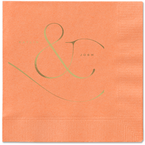 Elegant Embellishment Napkin, Yellow, Coral