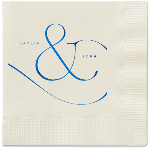Elegant Embellishment Napkin, Blue, Ecru, Royal