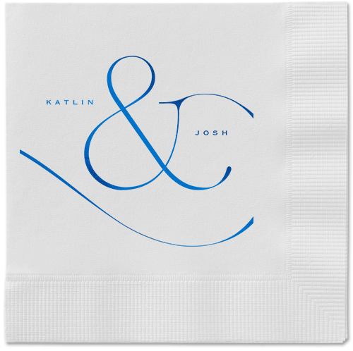 Elegant Embellishment Napkin, Blue, White