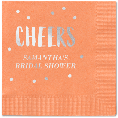 Bubbly Brunch Napkin, Grey, Coral, Silver