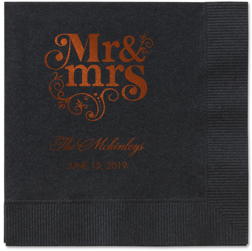 Flourish Title Napkins, Brown, Black, Mocha