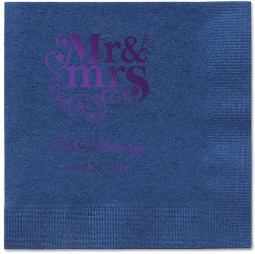 Flourish Title Napkins, Purple, Navy, Purple