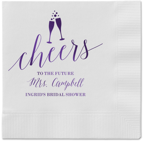 Gleaming Hooray Napkin, Purple, White, Purple