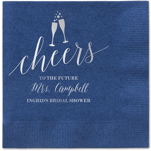 Gleaming Hooray Napkin, Grey, Navy, Silver