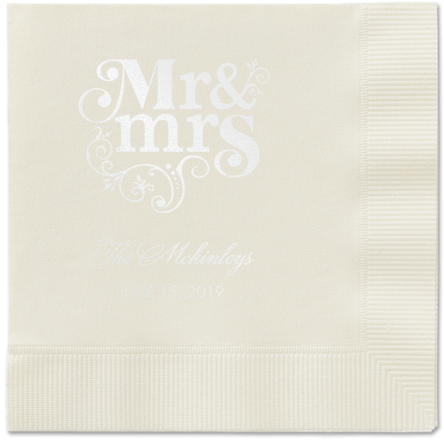 Flourish Title Napkins, White, Ecru, White