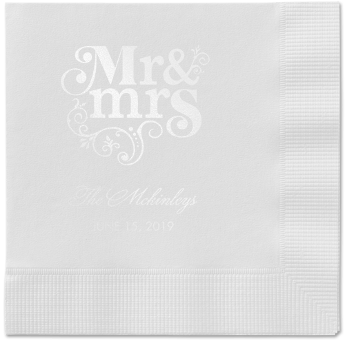 Flourish Title Napkins, White, White, White