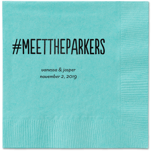 Adorable Couple Napkins, Black, Aqua, Black