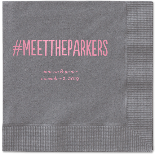 Adorable Couple Napkins, Pink, Pewter