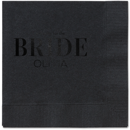 Watercolor Flowers Napkin, Black, Black, black