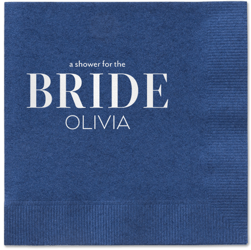 Watercolor Flowers Napkin, White, Navy, white