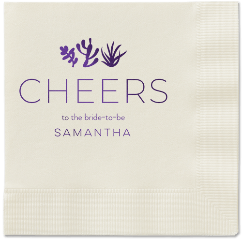 Desert Greenery Napkin, Purple, Ecru