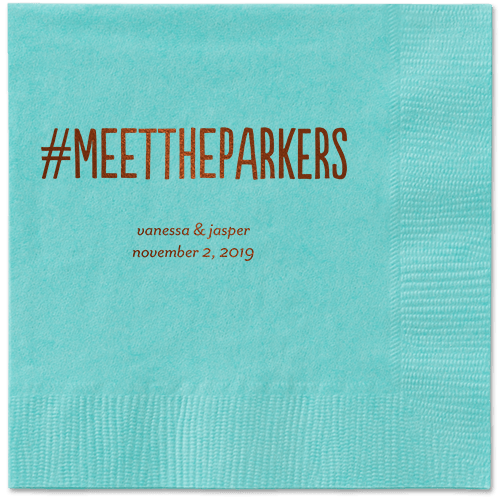 Adorable Couple Napkins, Brown, Aqua
