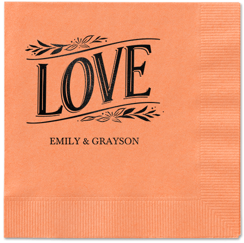 Ornamented Petals Napkin, Black, Coral, black