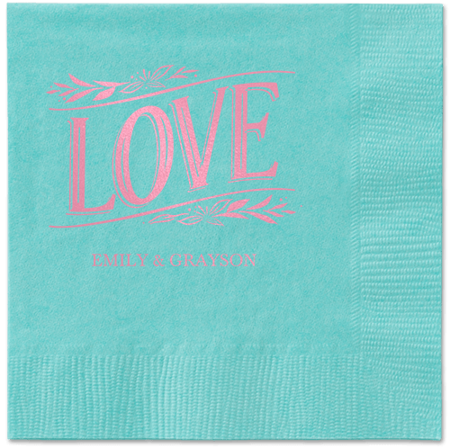 Ornamented Petals Napkin, Pink, Aqua, blush