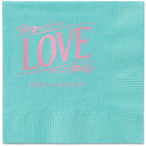 Ornamented Petals Napkin, Pink, Aqua