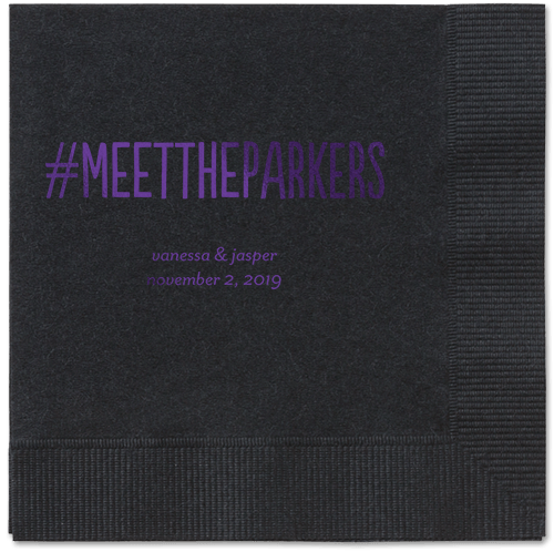 Adorable Couple Napkins, Purple, Black, Purple