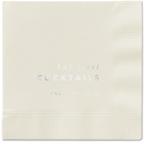 But First Napkin, Grey, Ecru, silver