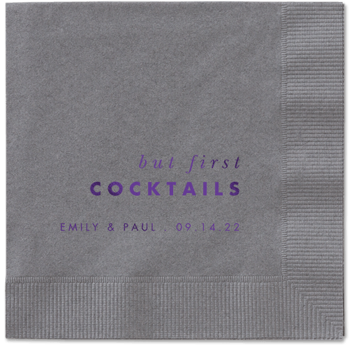 But First Napkin, Purple, Pewter