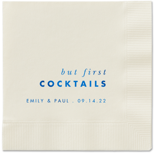 But First Napkin, Blue, Ecru, royal