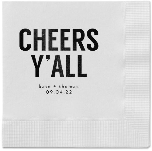 Cheers Yall Napkin, Black, White, black