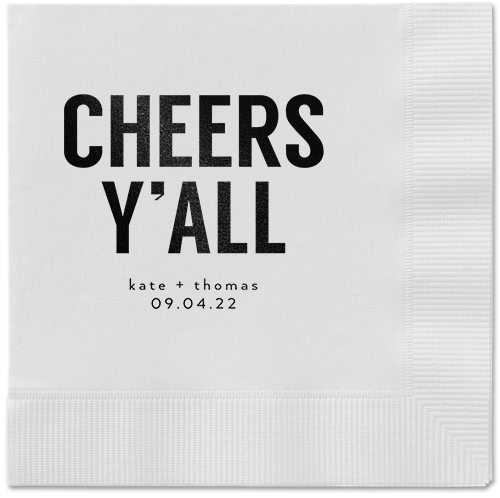 Cheers Yall Napkin, Black, White