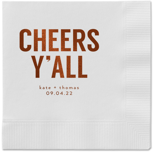 Cheers Yall Napkin, Brown, White