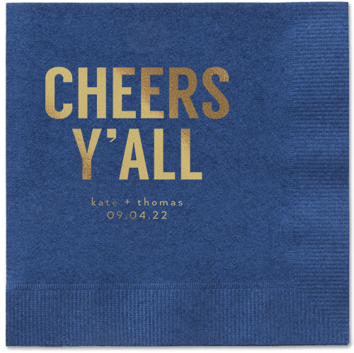 Cheers Yall Napkin, Yellow, Navy, gold