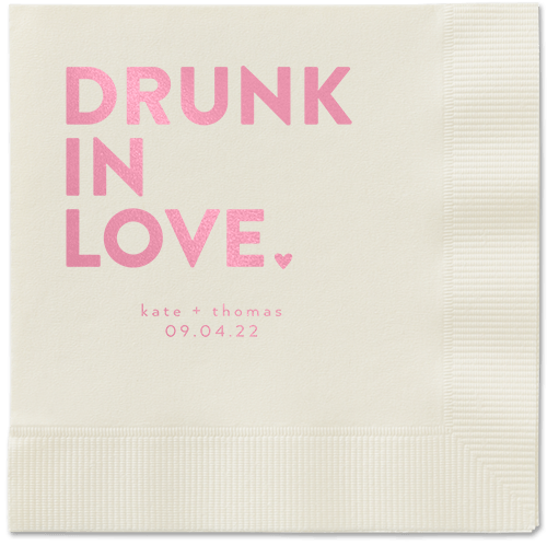Drunk in Love Napkin, Pink, Ecru, blush