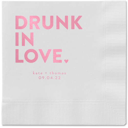 Drunk in Love Napkin, Pink, White