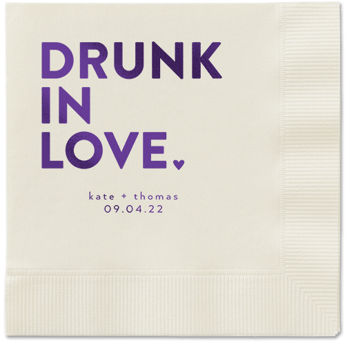 Drunk in Love Napkin, Purple, Ecru