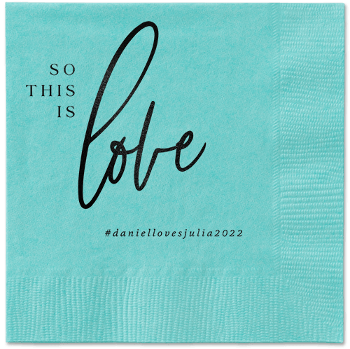 So This Is Love Napkin, Black, Aqua, black