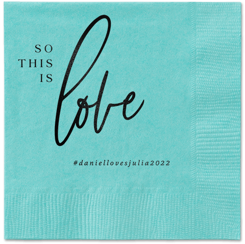 So This Is Love Napkin, Black, Aqua