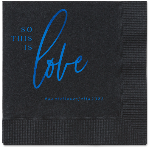 So This Is Love Napkin, Blue, Black, royal