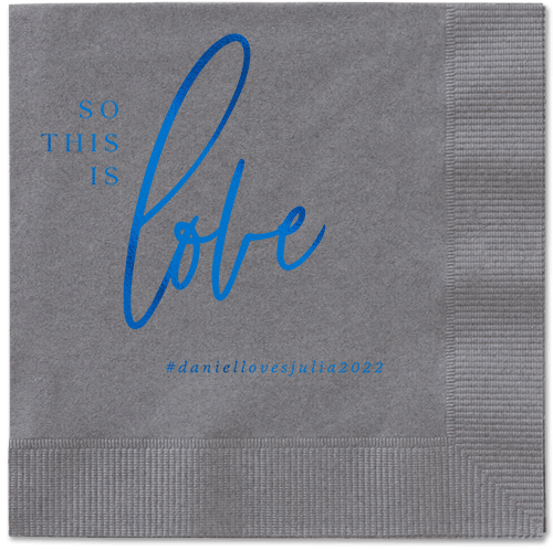 So This Is Love Napkin, Blue, Pewter, royal
